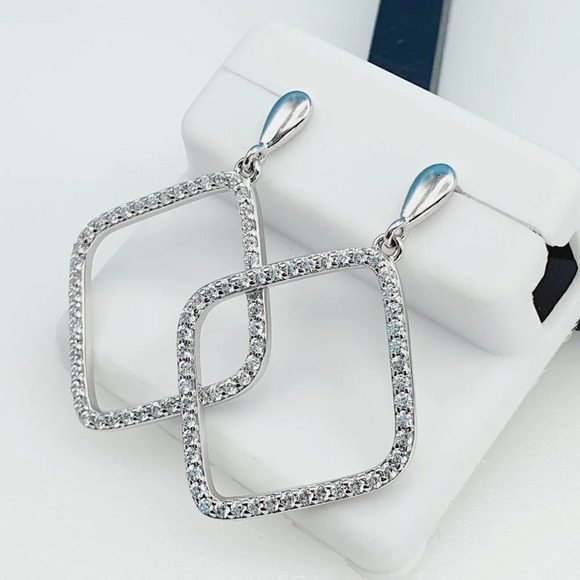 "925 Sterling Silver Cubic Zirconia Earrings, UU1P6A6115 - Picture 3 of 9